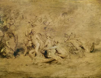 O triunfo de Vênus (tinta vermelha, preta e branca e giz sobre papel)